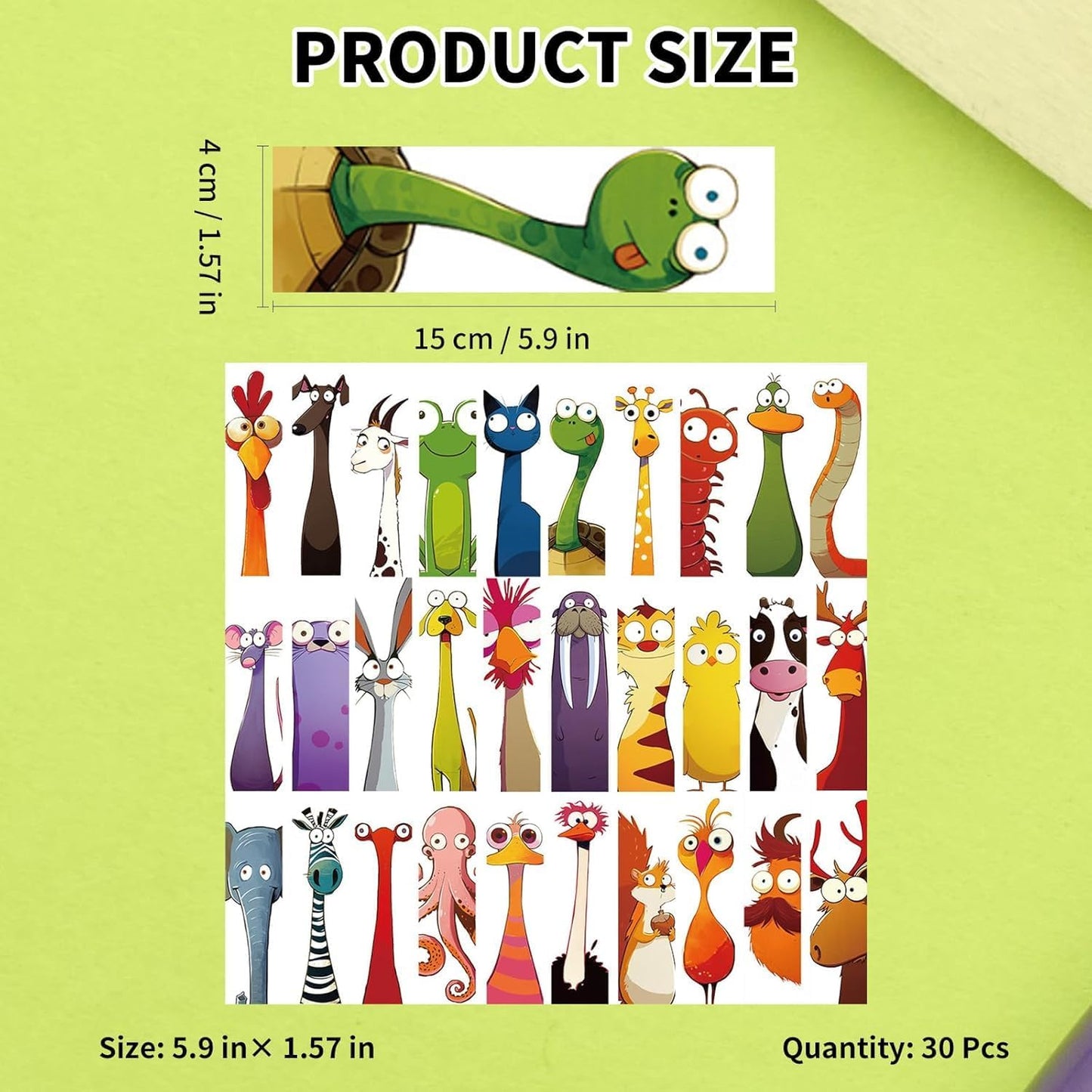 30PCS Funny Animal Bookmarks for Kids - Creative Cartoon Page Holders, Unique Gifts for Book Lovers, Students, Readers on Birthday/Easter/School Rewards/Library Reading