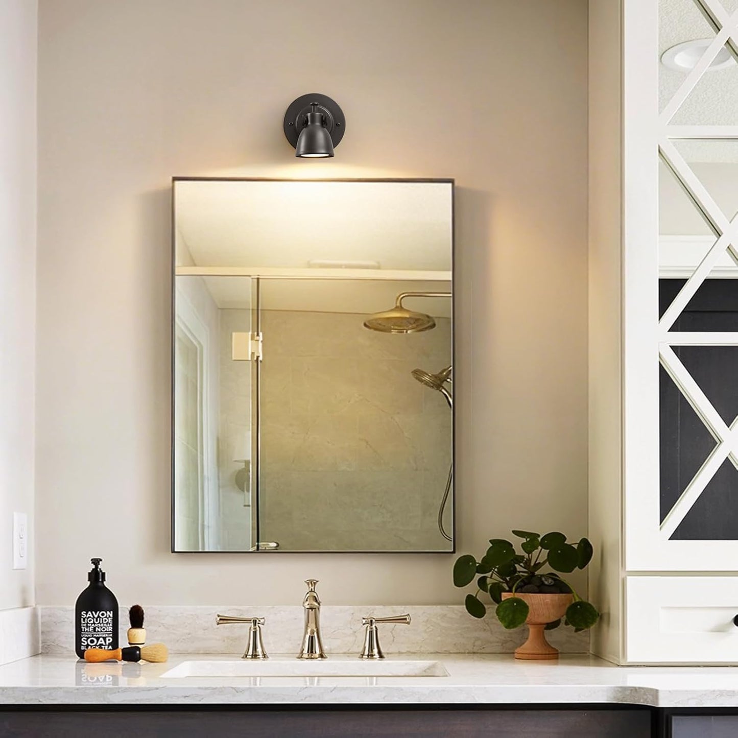 Black Small Wall Sconce Hardwired Single - Brass Matte Dimmable Indoor Bell Light Fixture for Bathroom Vanity Bedroom Bedside Reading Hallway Living Room Kitchen Gallery Hall Picture Lamp