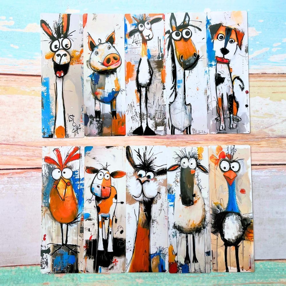 Farm Animals Bookmarks 10PC Cute Markers for Reading Women Teacher Gift Set Fun Cool Book Lover End of Year Student Gifts Bulk Graduation Ideas Library Supplies Reading Strips Classroom Must Haves