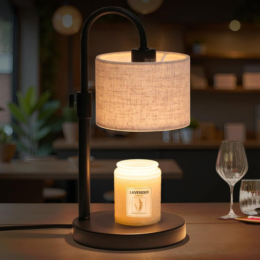 Candle Warmer Lamp with Timer, Dimmable Candle Wax Warmer Candle Lamp Warmer with 2 Bulbs, House Warming Gifts Birthday Gifts for Women Bedroom Home Decor (Linen-Upgraded)