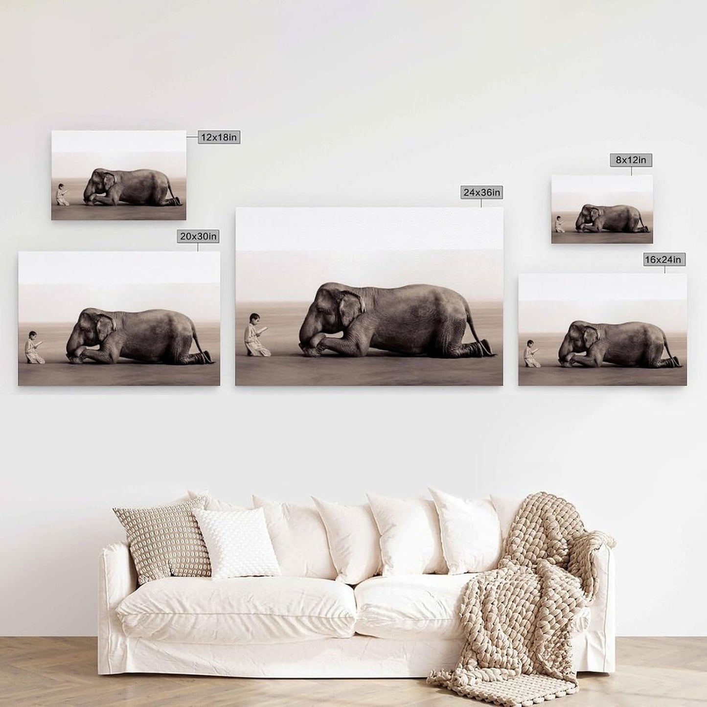 Boy Reading To Elephant Poster Wall Art Paintings Canvas Wall Decor Home Decor Living Room Decor Aesthetic 16x24inch(40x60cm) Frame-style
