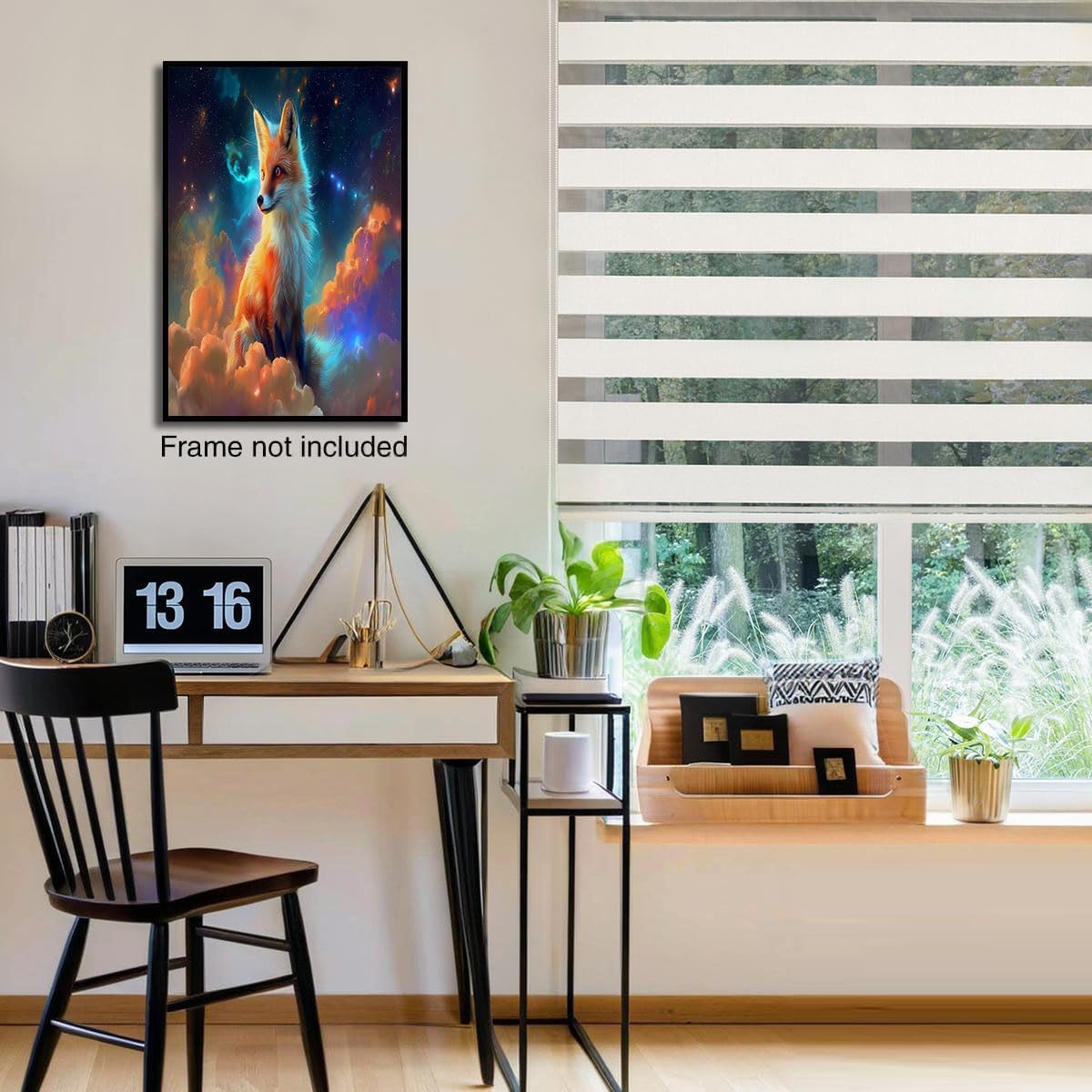 GDJSMIN Fantasy Art Style Wall Art, Nebula Fox Pattern Poster for Reading Room Living Room Decor 16x 24 inch Unframed