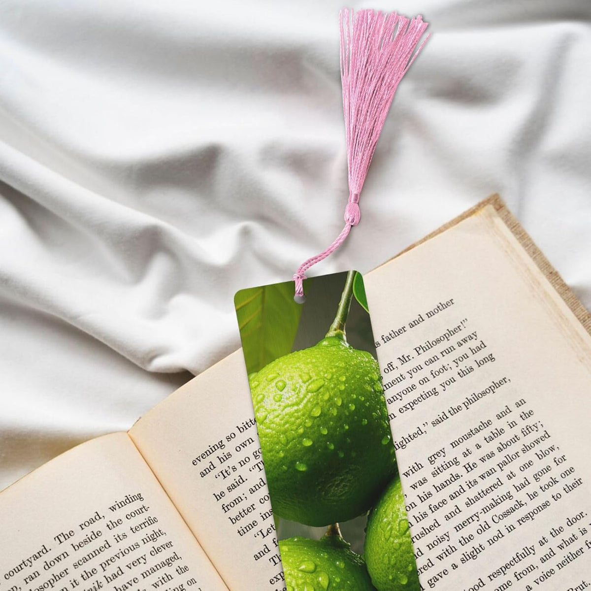 Sour Citrus Bookmarks Gifts for Women Men, Wooden Bookmarks for Book Lovers, Vintage Book Marks Ornaments with Tassel, Unique Personalized Reading Page Markers Pink
