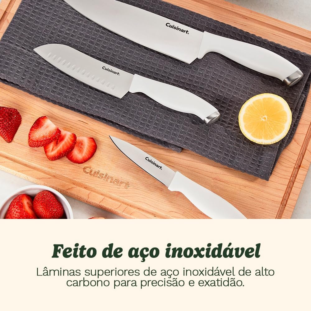 Cuisinart Block Knife Set, 12pc Cutlery Knife Set with Steel Blades for Precise Cutting, Lightweight, Stainless Steel, Durable & Dishwasher Safe, C77SSW-12P