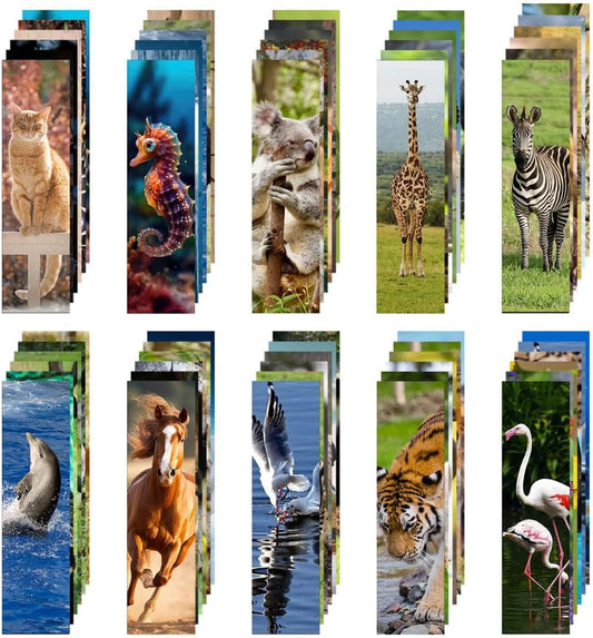120 Pieces Animal Bulk Bookmarks, 60 Designs Book Markers for Book Lovers Themed Book Markers Set