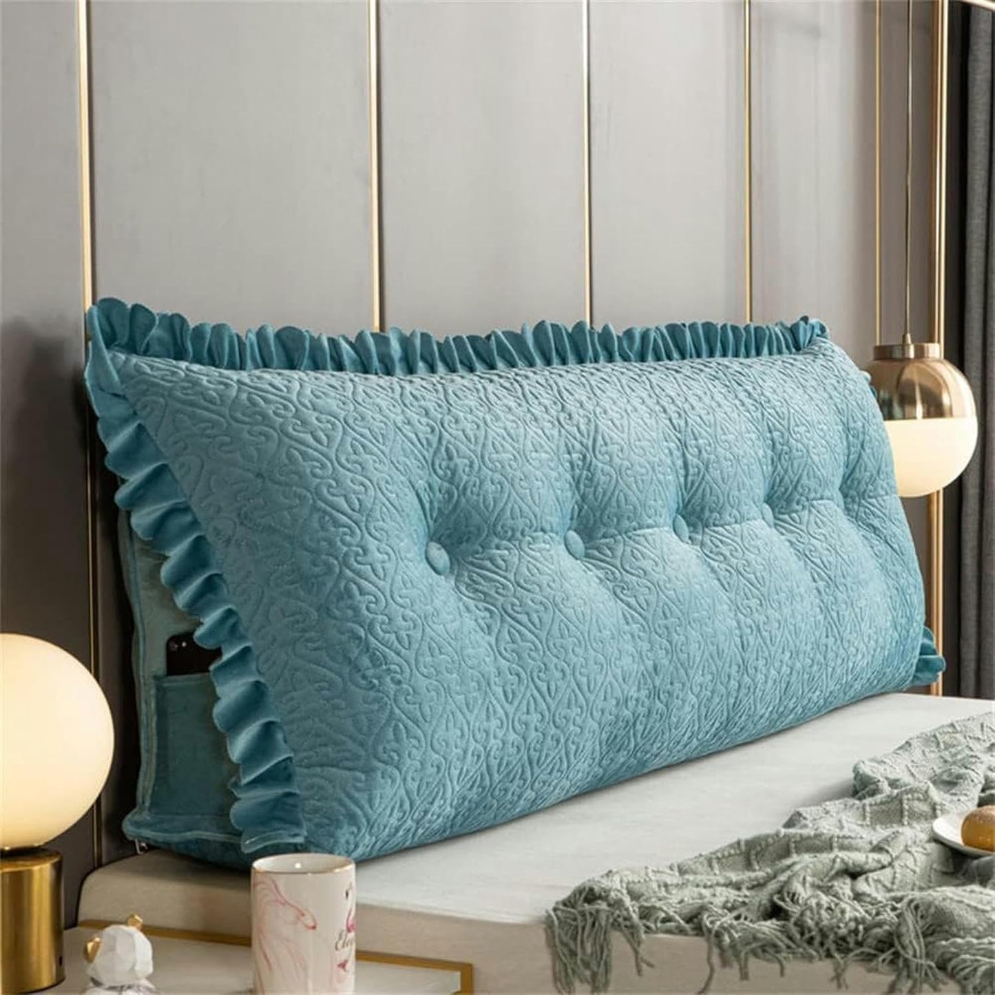 AMNOOL Large Reading Wedge Pillow, Bed Rest Headboard Cushion Headboard Pillow Bolster Cushion for Twin Full Queen King Daybed Bed Bunk Bed
