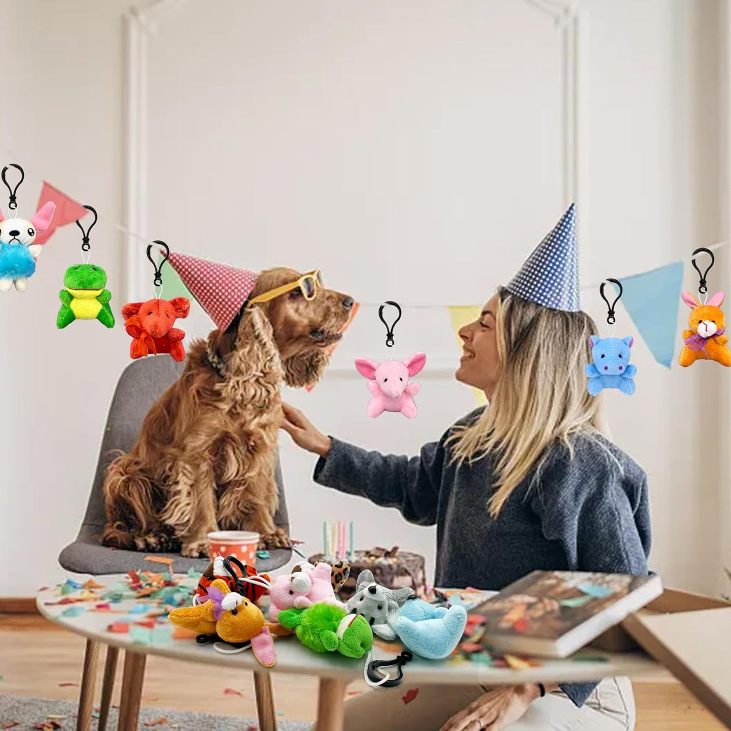XIPEGPA 30 PCS Mini Plush Animals Keychain Set Small Stuffed Animals for Goodie Bags Easter Schools Birthday Party Favor Supplies