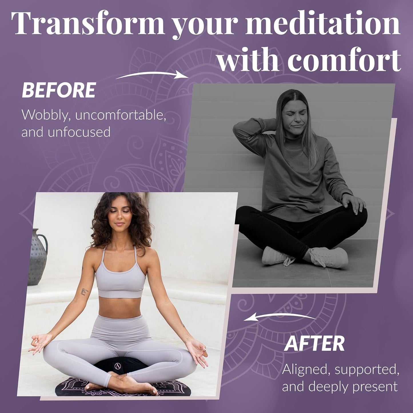 Aila Premium Meditation Cushion – Ergonomic Zafu Pillow with Buckwheat Filling – Includes Extra Washable Cover – Floor Cushion for Comfort & Posture Support – Ideal for Yoga, Mindfulness & Relaxation