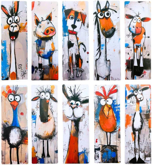 Farm Animals Bookmarks 10PC Cute Markers for Reading Women Teacher Gift Set Fun Cool Book Lover End of Year Student Gifts Bulk Graduation Ideas Library Supplies Reading Strips Classroom Must Haves