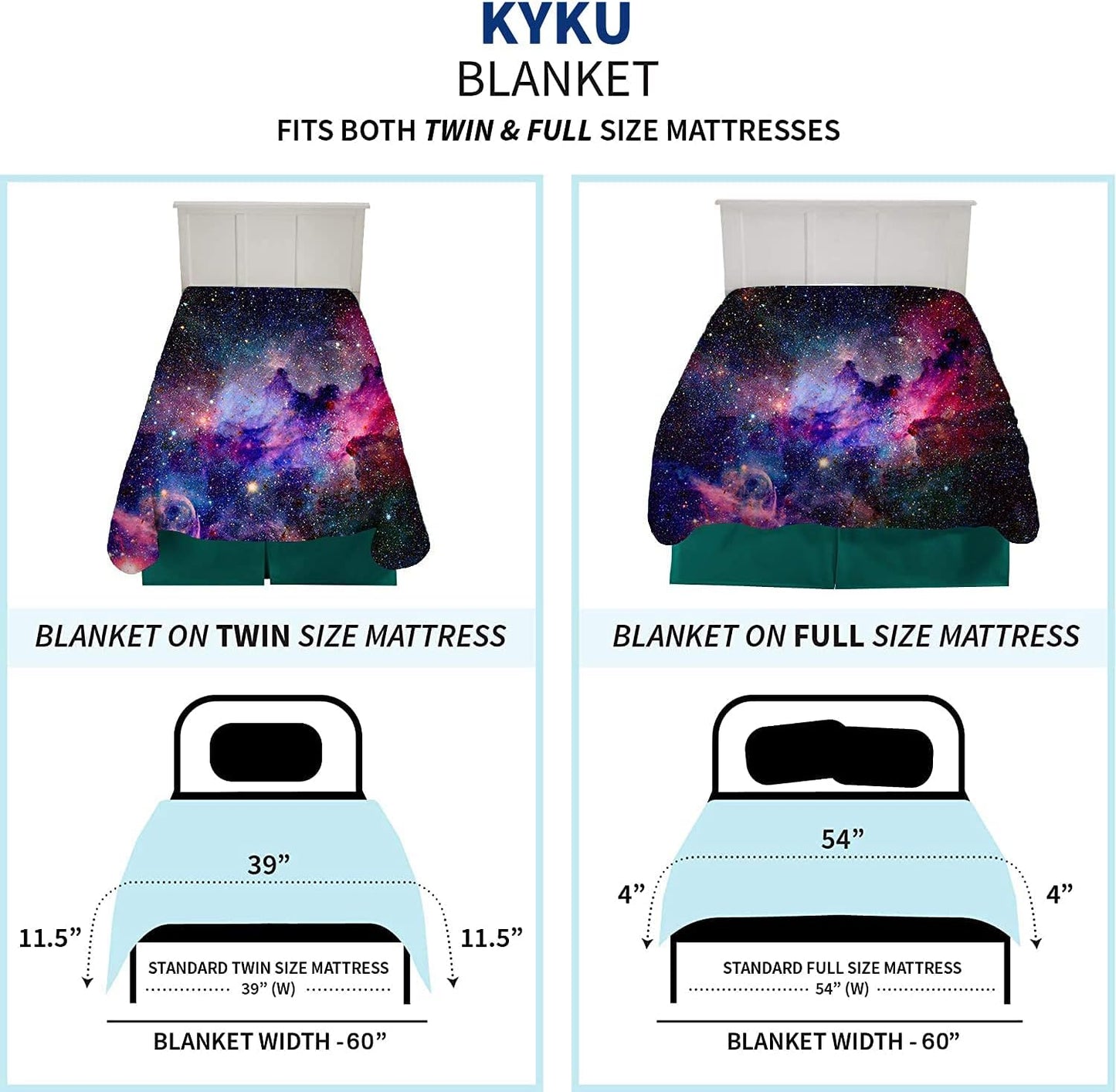 KYKU Soft Galaxy Blanket Full Size Fleece Purple Nebula Throw Blanket Universe Small Outer Space Adult and Child Comfy Home for Living Room Sofa Nap Cozy Pretty Abstract Art Printed Design Gifts