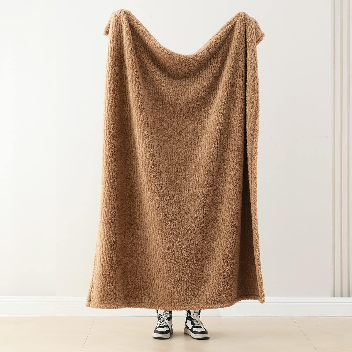 Ultra Soft Cozy Sherpa Throw Blanket, Brown Pattern Reversible, Light Weight Warm Decorative Boho Style Throw Blanket Cover for Sofa, Couch, Bedroom,Travel, 60”x80”
