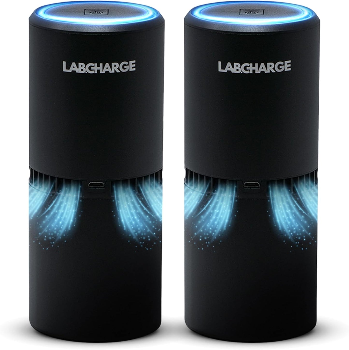 LabCharge Small Ionic Air Purifier for Home & Bedroom – Silent HEPA Filter – Covers 250 Sq Ft - Free Cleaner for Pets, Hair, Smoke, Dust, Odors & Dander – Compact & Black Design - Pack of 2