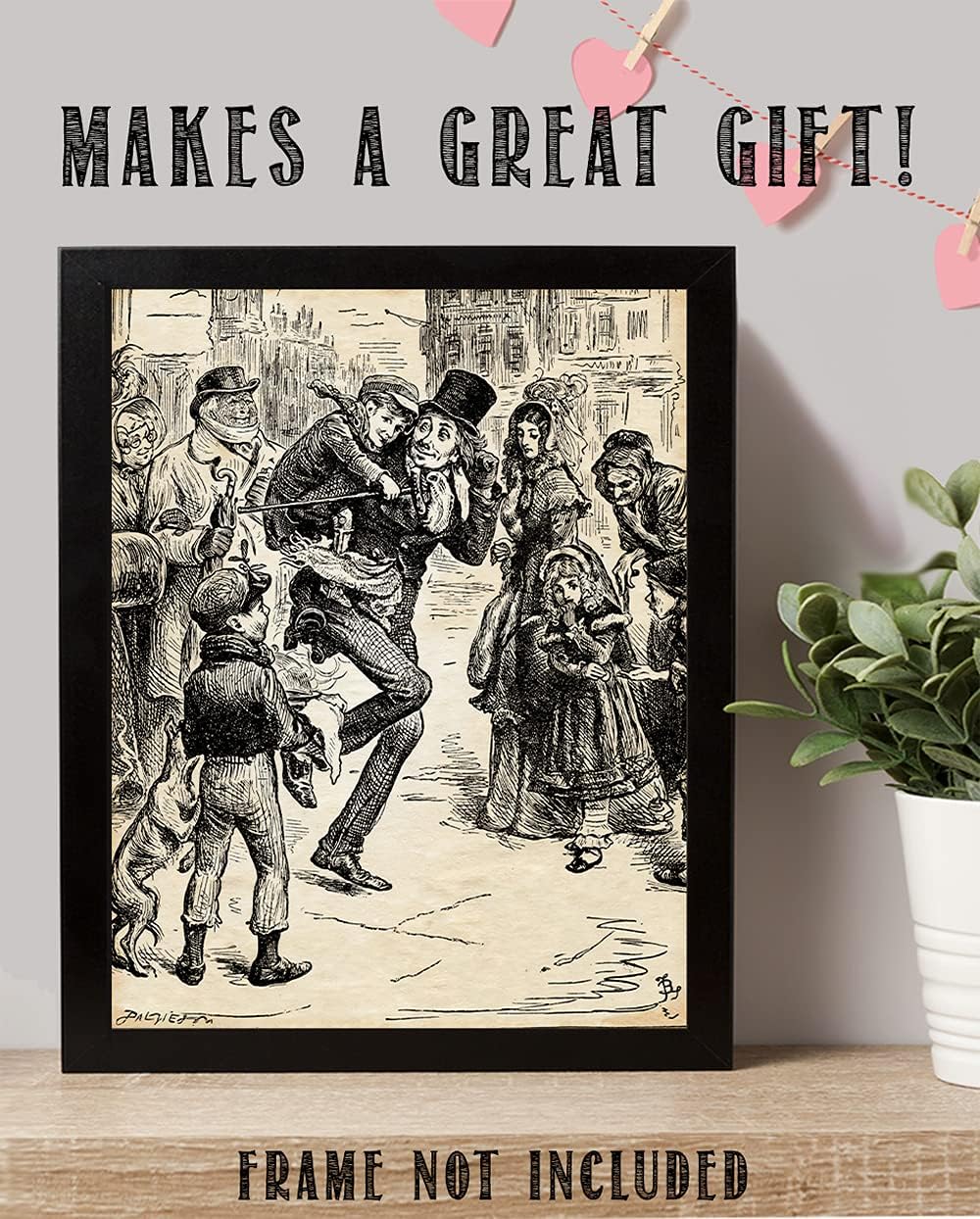 Charles Dickens' Scrooge Illustration from A Christmas Carol Vintage Art 11x14 Unframed Poster - Victorian Scene Wall Decor, Classic Holiday Scene Art Print for Christmas Decor, Library & Reading Nook