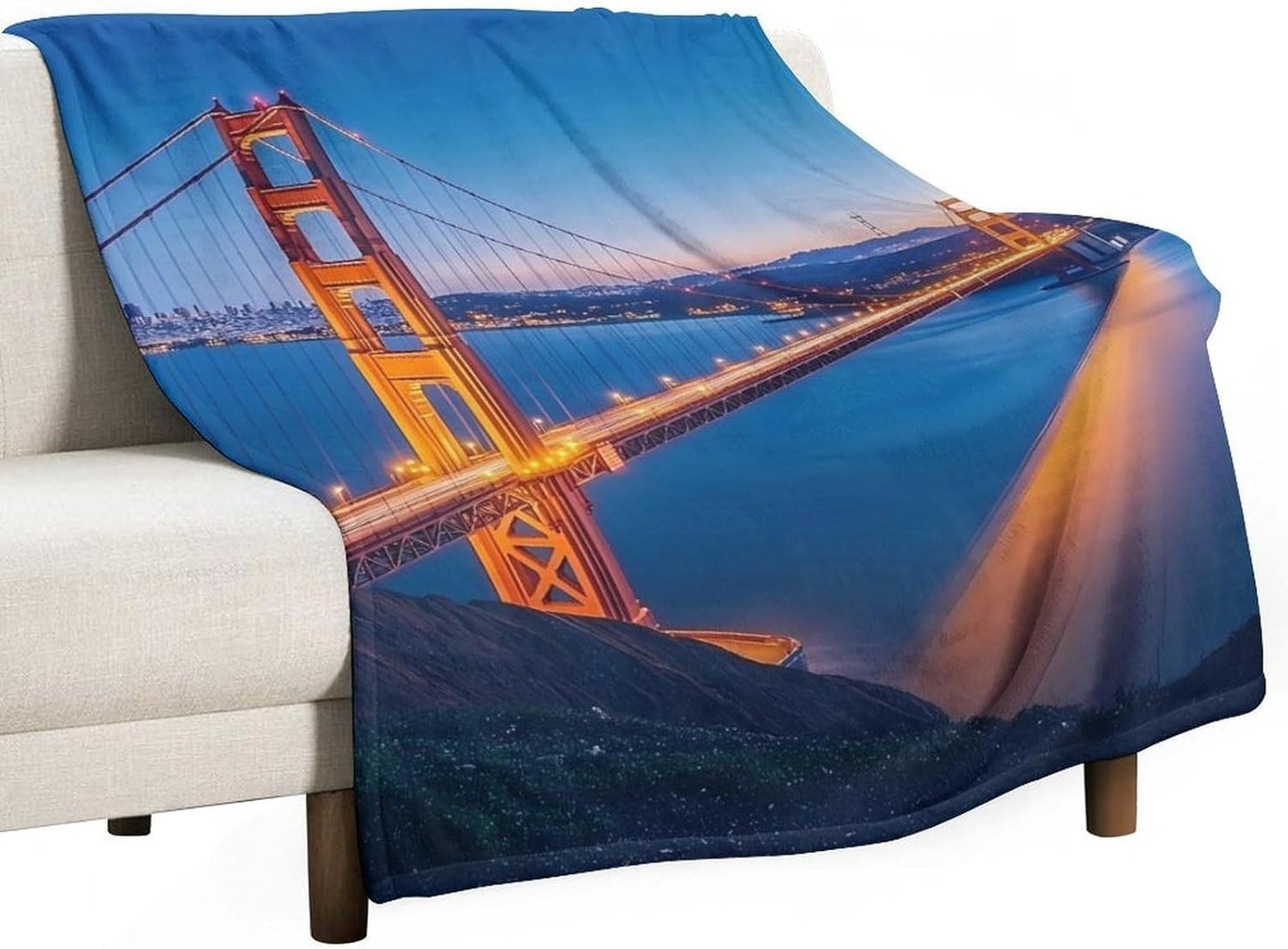 San Francisco The Bridge Throw Blanket for Couch Bed Plush Cozy Fuzzy Flannel Blanket for All Season 55"x70"