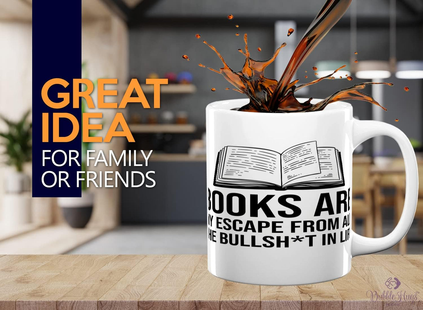 Book Lovers Coffee Mug 11oz White -Books are my escape - Gift For Poets Bookish People Bibliophile Librarian Book Club Reader
