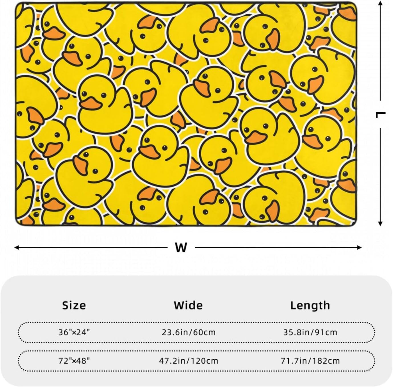 Cute Rubber Duck Area Rug Non-Slip Soft Microfiber Washable Inside Floor Mat Throw Rug Carpet for Living Room Bedroom Office Dorm Home Decor, 72x48 Mat