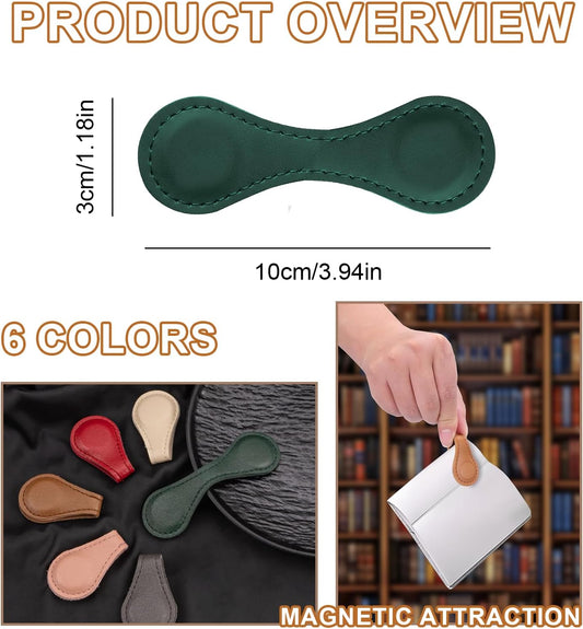 6PCS Magnetic Bookmarks,Magnetic Leather Bookmark,Magnetic Book Mark,Leather Magnetic Bookmarks for Women,Book Marker Clip Gift for Book Lovers, Men, Women, Teachers, Students, Book Accessories