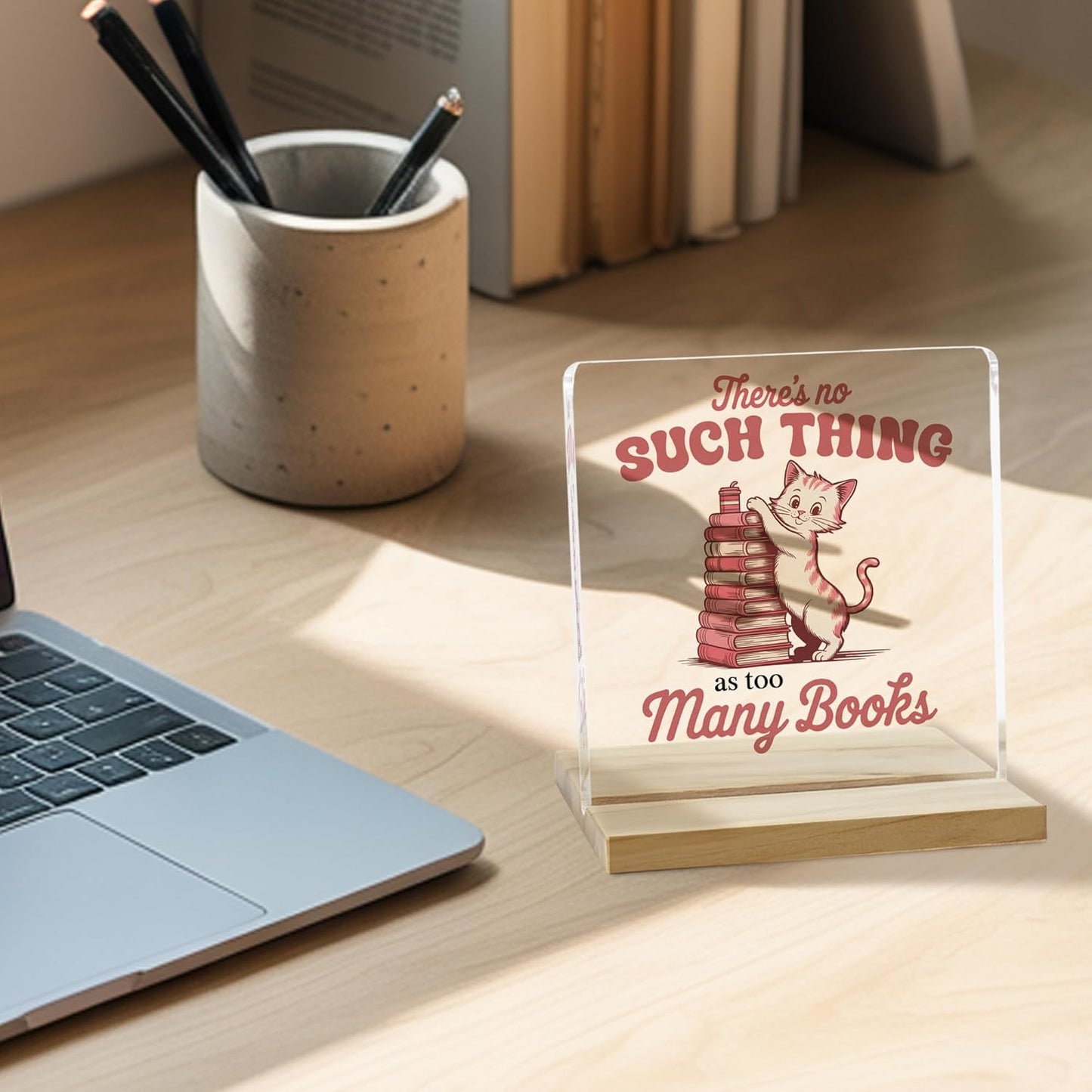 Book Reading Desk Decor Sign, Reading Room Decor for Book Lovers Acrylic Plaque