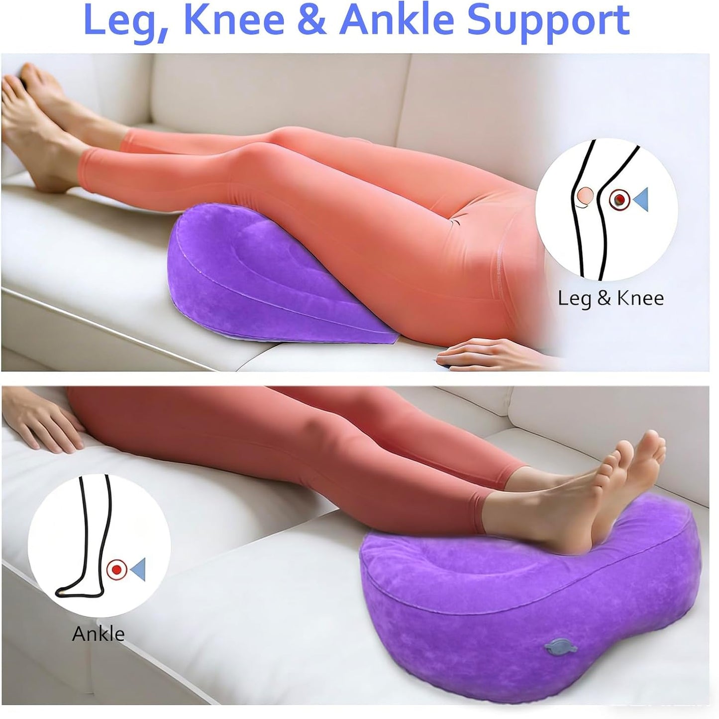 Inflatable Acid Reflux Pillow, Portable Pillow Wedges for Sleeping, Lap Desk Gaming Pillows for Travel, Multi-Functional Wedge Yoga Pillow for Reading, Laptop, Crocheting, Body Positioners