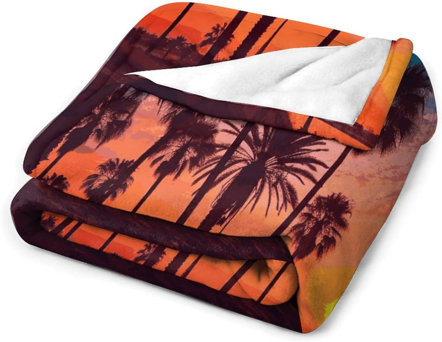 Palm Tree Sunset Blanket Super Soft Lightweight Throw Blanket Cute Cozy Warm Bed Blanket Decorative Fuzzy Blanket All-Season Home Decor Gift for Sofa Couch Living Room 50"*60"（130 * 150cm）