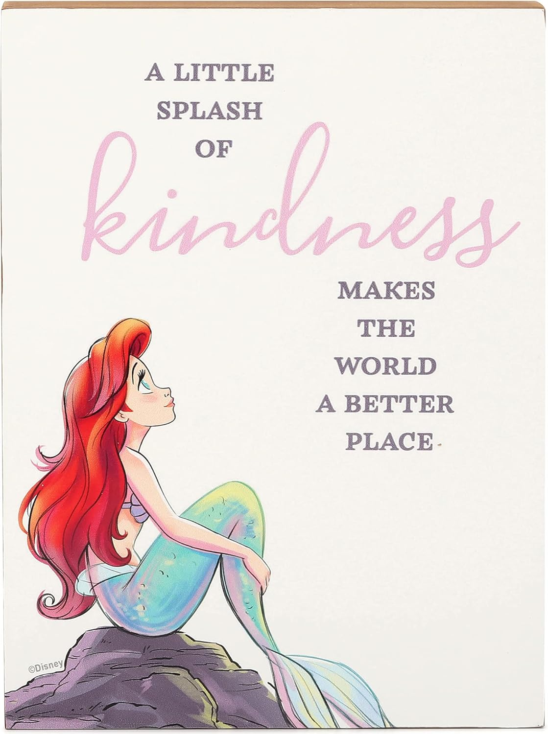 Disney Princess The Little Mermaid Ariel Wood Block Decor - A Little Splash of Kindness Makes The World a Better Place