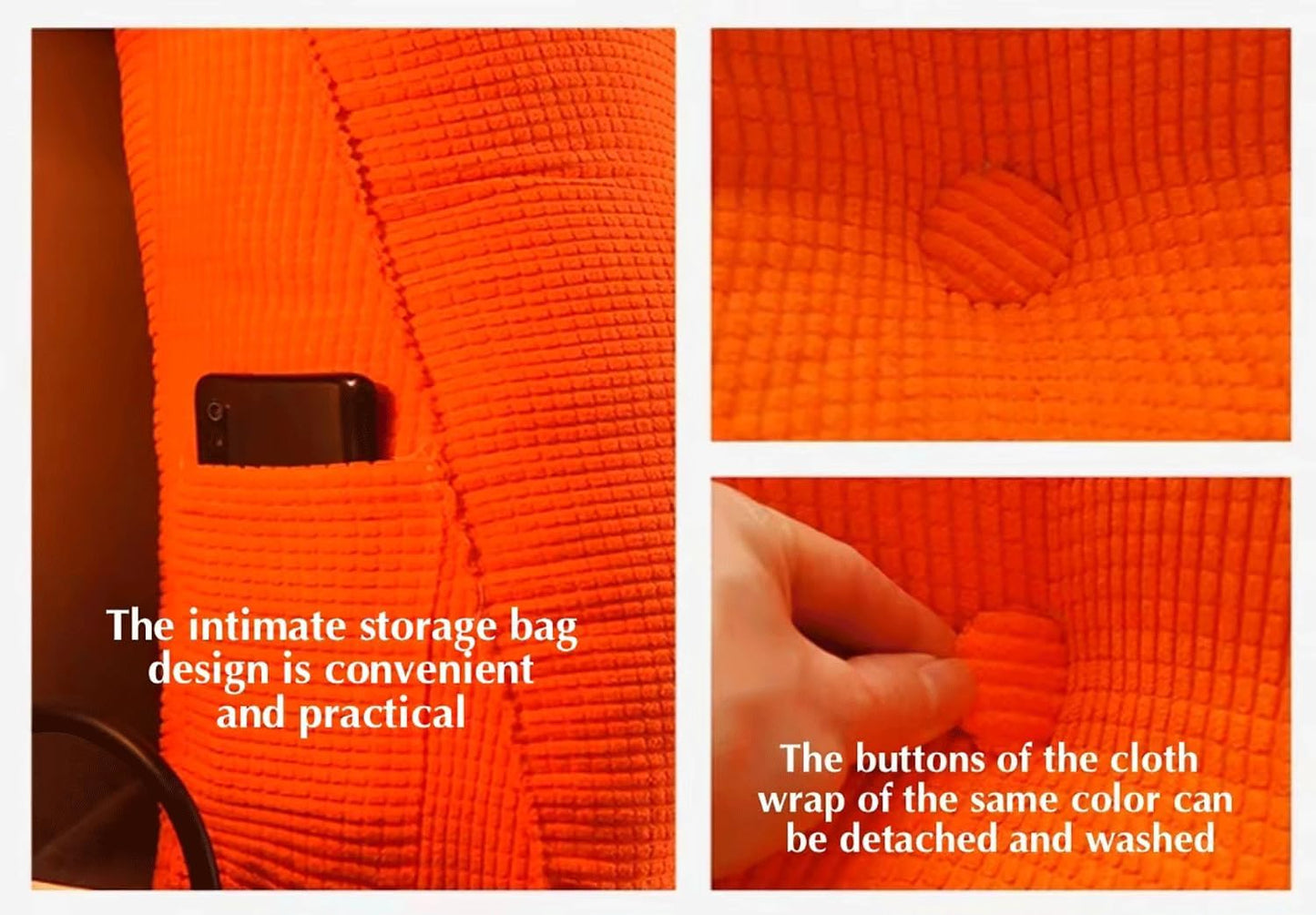 Headboard Pillow Queen Padded Headboard Support Large Bolster Triangular Bed Wedge Pillow Backrest Positioning Bed Rest Reading Pillows(Size:150x20x50cm(59x7.8x20),Color:Orange)