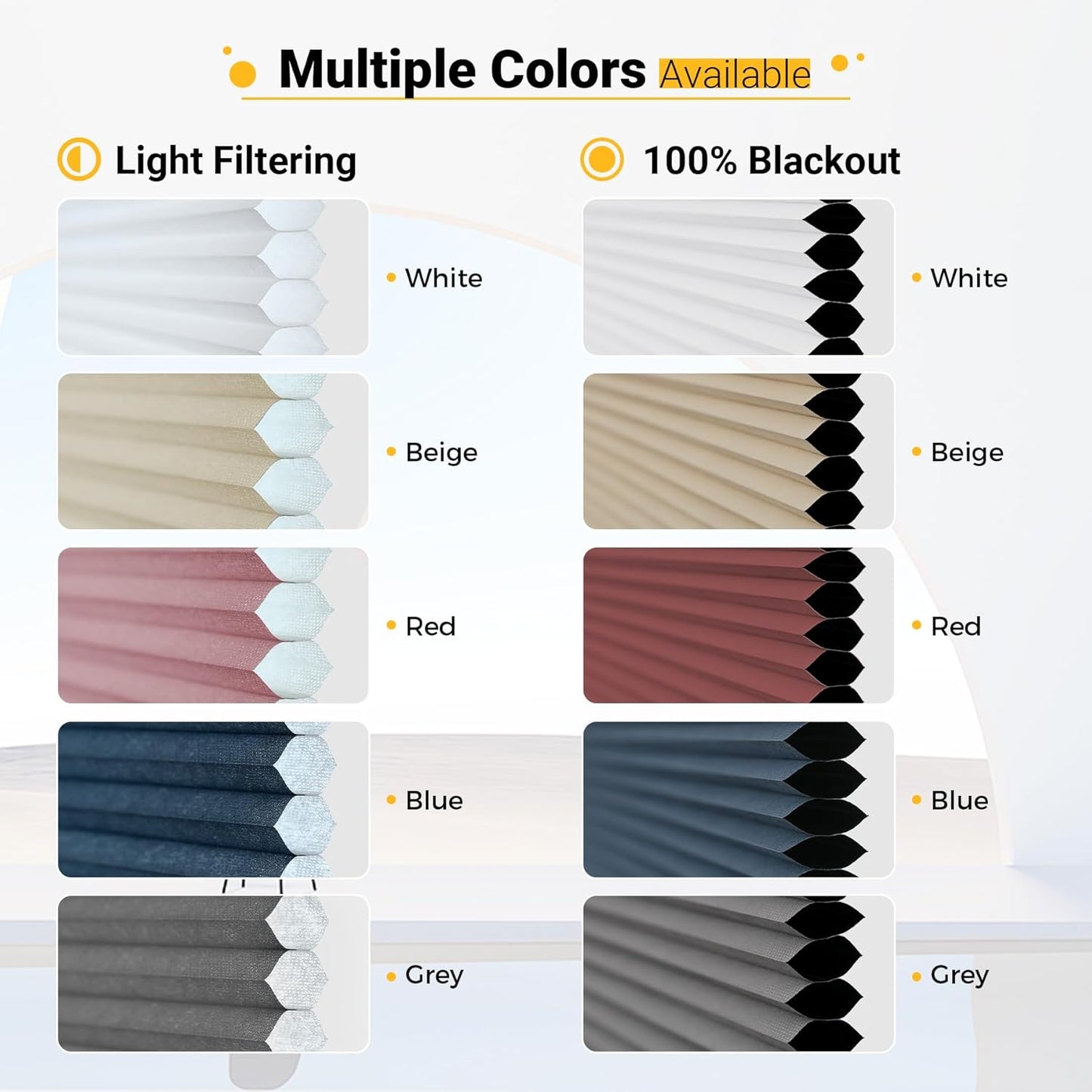 Honeycomb Blinds Cordless Blackout Cellular Shades for Windows Inside & Outside Mount 34" W x 36" H, Ocean Blue(Blackout)