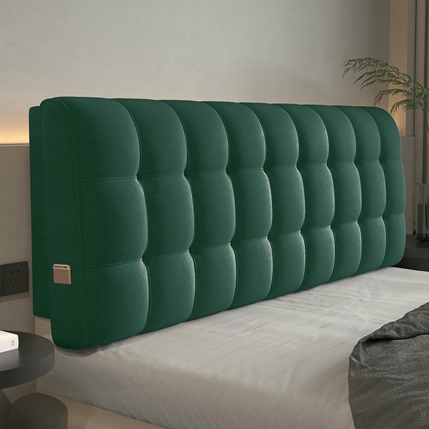 Fleece Headboard Pillow Wedge Backrest,Wall Pillowboard Headboard Upholstered Reading Pillow Bedside Cushion Day Bed Back Dorm Support Tatami Cushion,Gray,Paste/71x23x4In