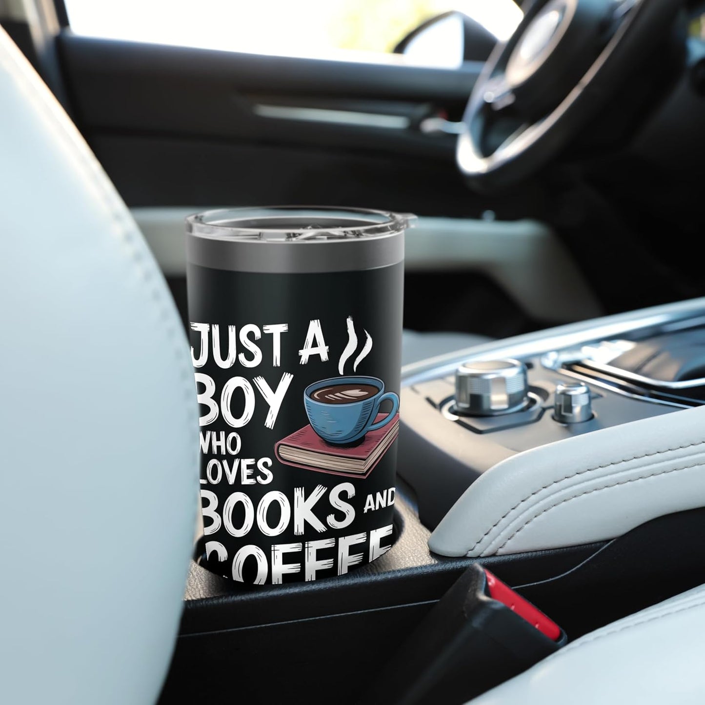 Just a Boy Who Loves Books Coffee Bookworm Book Reader Stainless Steel Insulated Tumbler