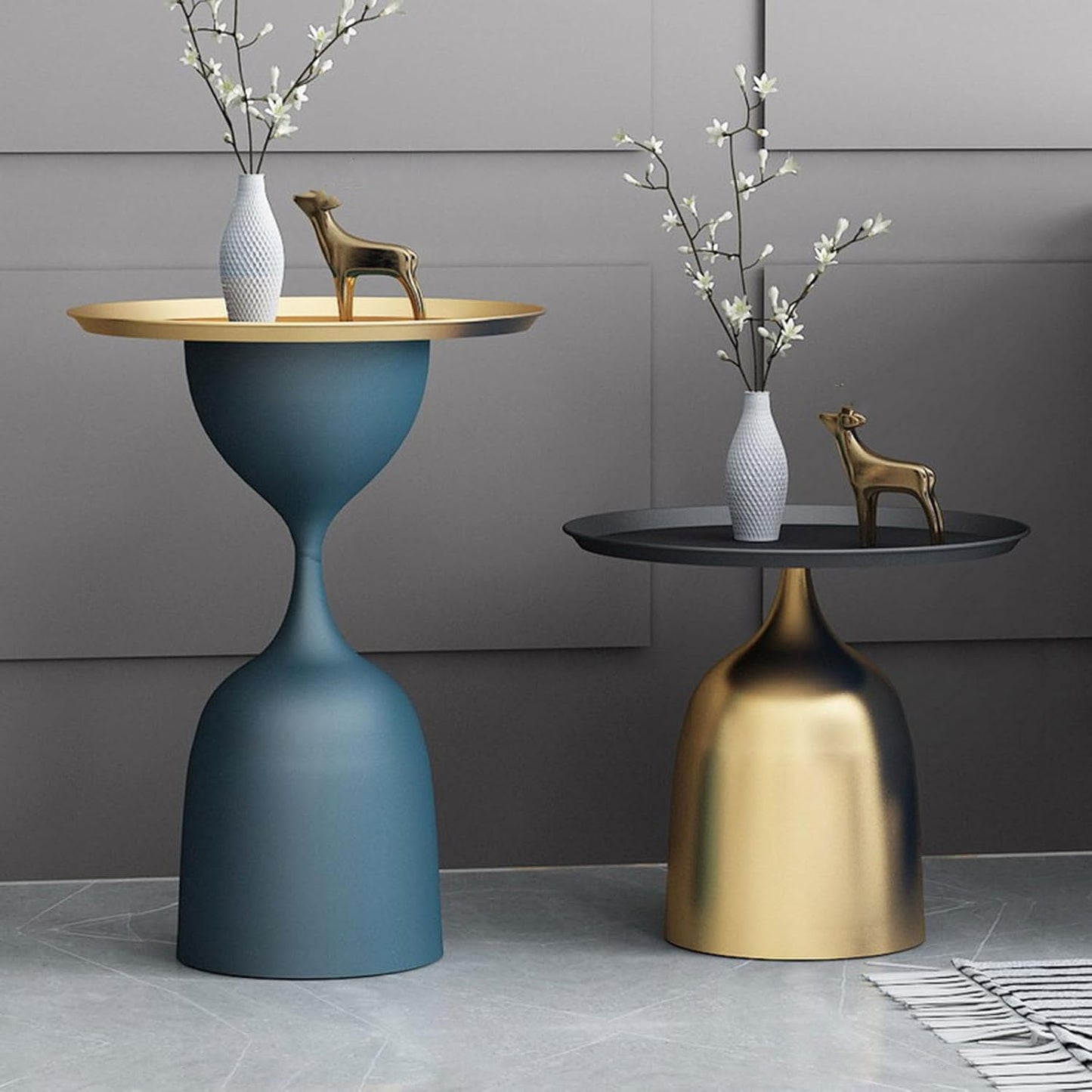 Side Table Small Round, Accent End Table Minimalist Metal Circle Pedestal, Unique Bedside Table, for Bedroom or End Table Living Room