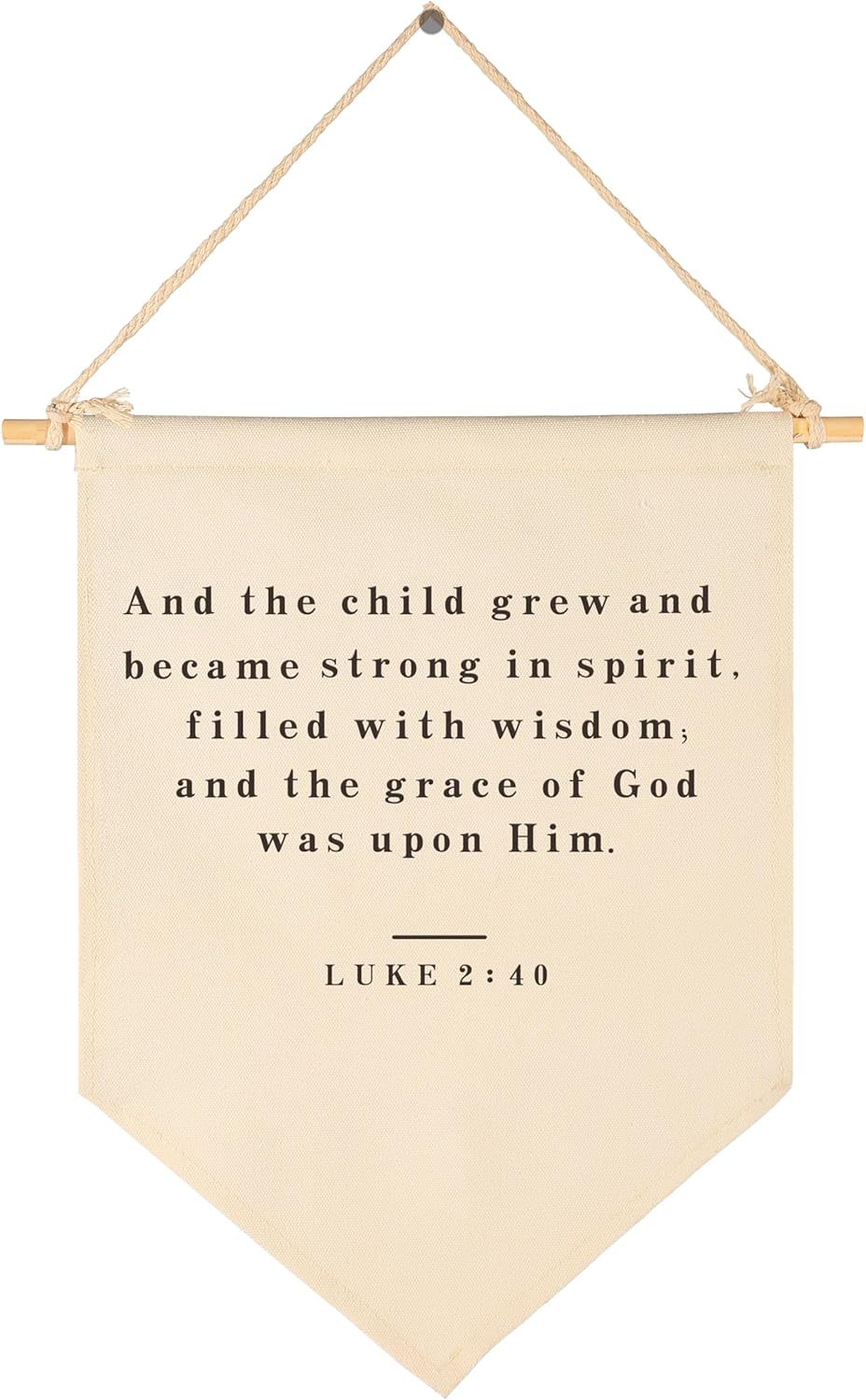 Christian Bible Verse Scripture Canvas Banner Pennant Sign Wall Decor Gift for Baby Boy Girl Kid Nursery Playroom Reading Room-Baby,Shower,Birthday Christmas Gift-and the Child Grew-15.6 H"x 11" W