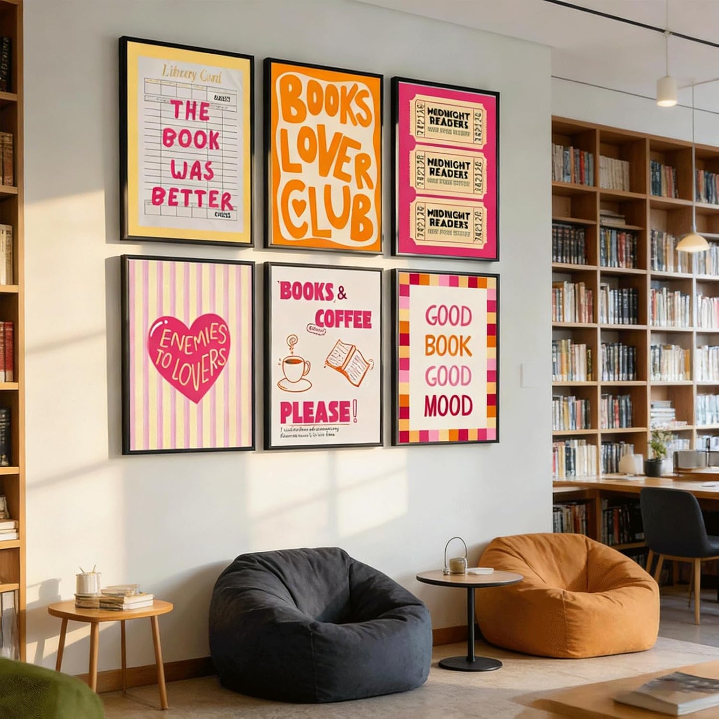 6Pcs Funny Reading Quotes Wall Art Book Reading Painting Pictures Wall Decor Trendy Preppy Book Club Poster Prints Artwork For Classroom Library Cafe Home Decoration 8X10 Unframed