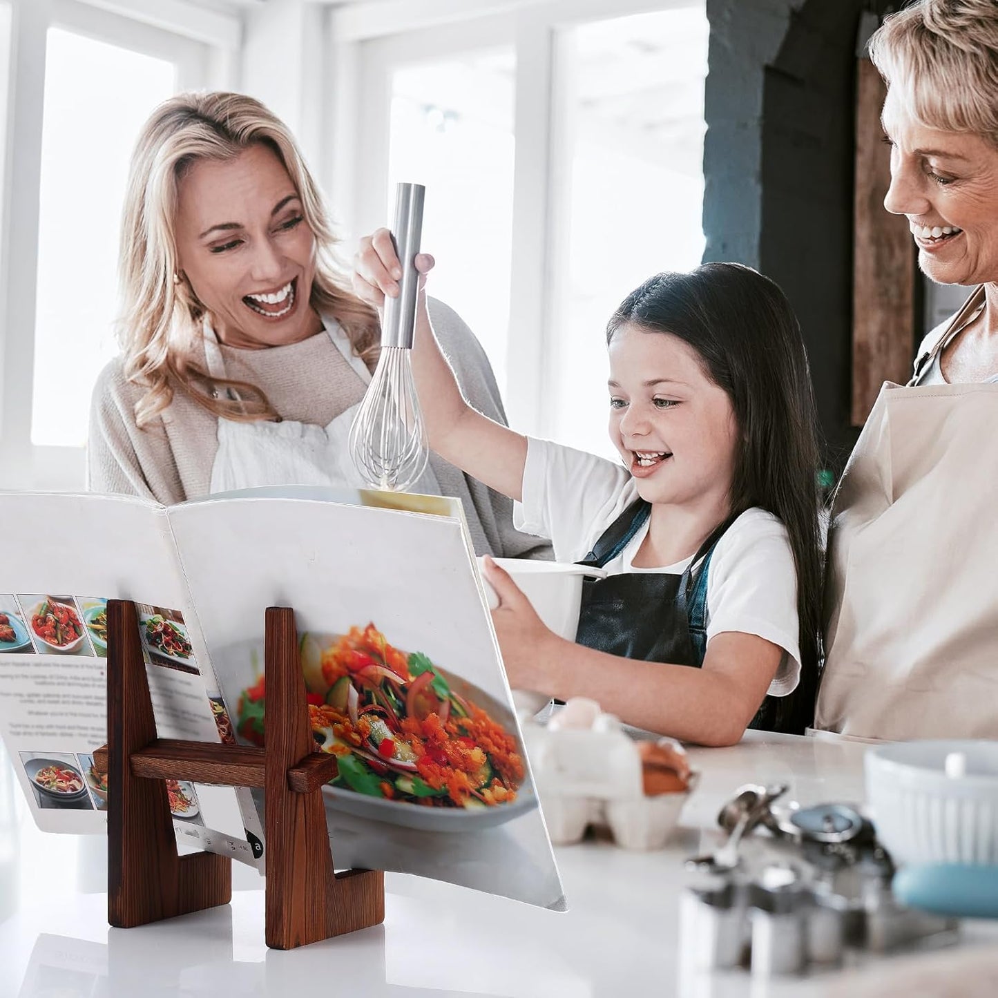 6 Pack Cookbook Stand for Kitchen 8.7 Inch Wooden Recipe Book Holder for Kitchen Counter Rustic Brown Multifunction Decorative Table Top Easels Stand for Display Cook Book Plate Picture Frame