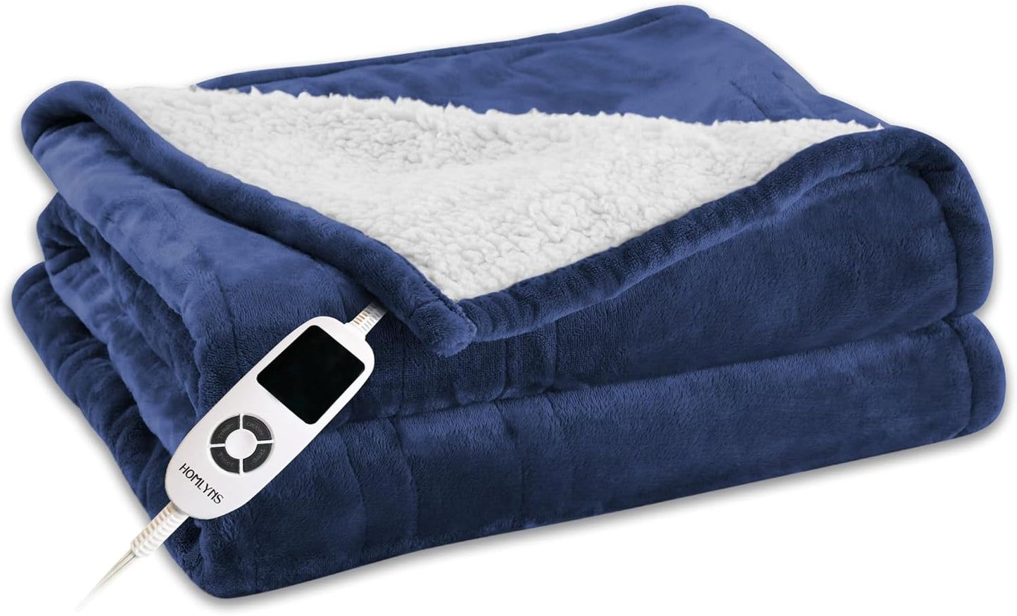 Heated Blanket Electric Throw 50''x60'' Heating Blanket Throw 10 Hours Auto-Off 9 Heating Levels,Over-Heat Protection, Machine Washable Flannel Sherpa,ETL Certification (Blue)