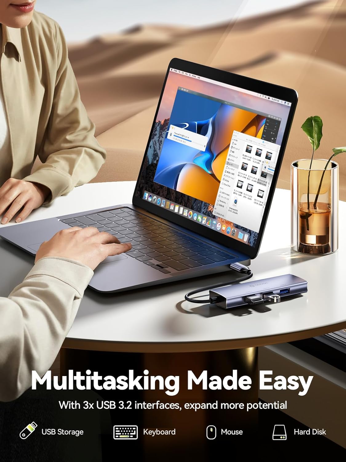 USB 3.0 Hub with HDMI - 4in1 USB C Hub with 4K HDMI, USB 3.0 3-Ports Super Speed 5Gbps, Multiport Adapter for Laptop, PC, MacBook Pro/Air, iMac, iPhone 15 Pro/Pro Max, Monitor