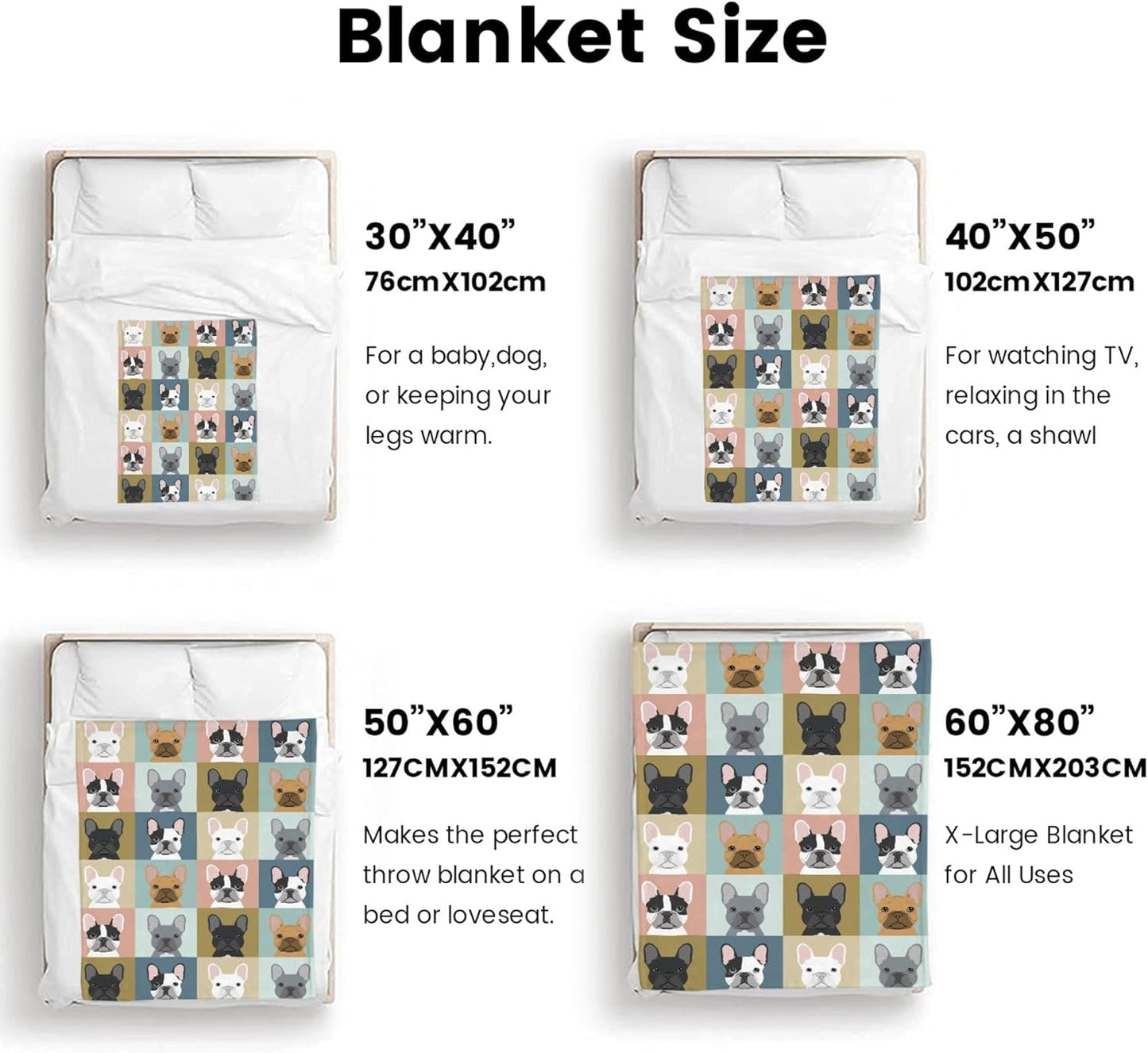 French Bulldog Blanket Gifts Super Soft Bulldog Dog Throw Blanket, Warm Cozy Fluffy Lightweight Blankets and Throws for Couch Sofa Bed 50"X40"