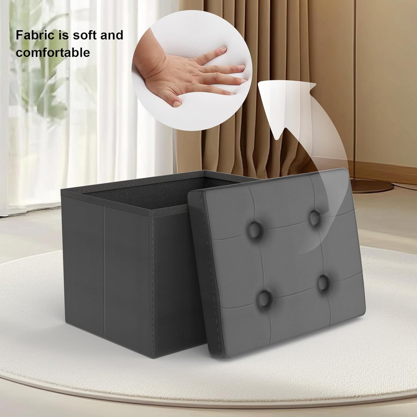 Ottoman Storage Ottoman Foot Rest Ottoman with Storage Ottomans Foot Stools Small Ottoman Black L17W13H13INCH