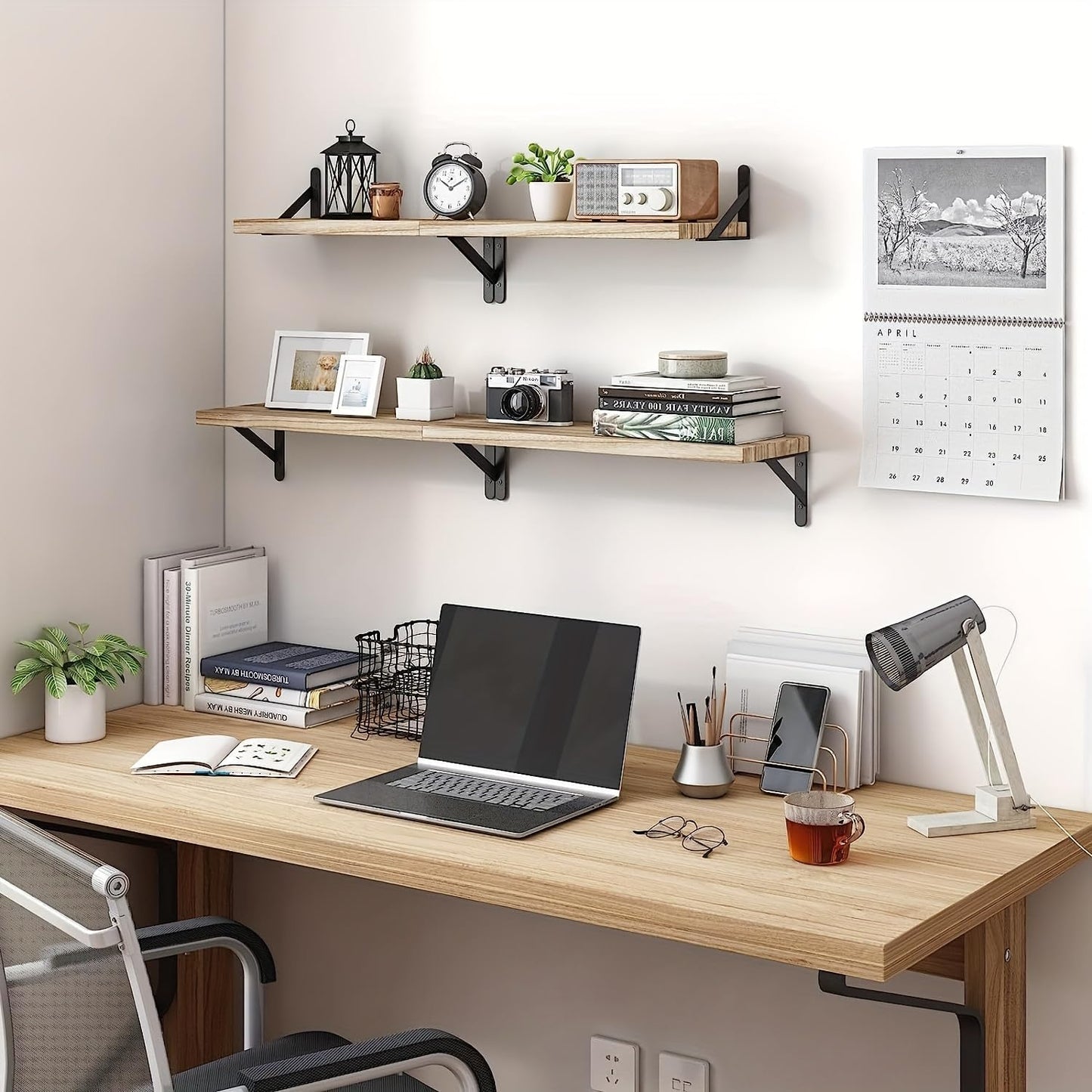 Liu Ying Rustic Wood Wall-Mounted Shelf - Multi-Purpose Floating Shelf for Bathroom, Bedroom, Kitchen, Living Room - Decorative Storage Organizer for Books & Home Decor - Space-Saving Design (Walnut)