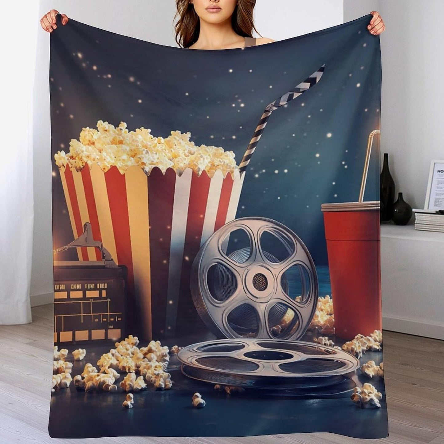 Movie Theater Throw Blanket for Couch Bed Plush Cozy Fuzzy Flannel Blanket for All Season 40"x50"