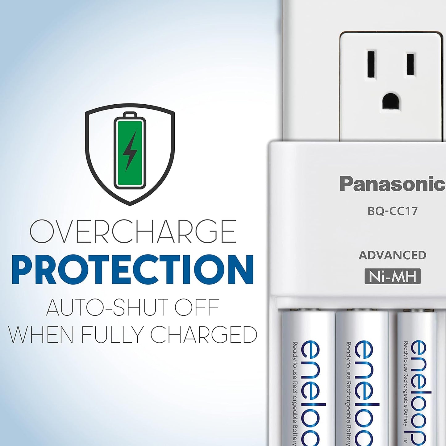 Panasonic BQ-CC17SBA eneloop Advanced Individual Battery Charger with 4 LED Charge Indicator Lights, White