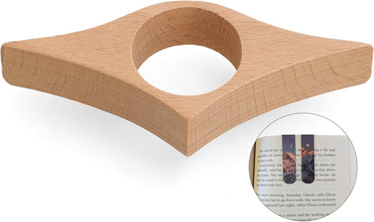3 Piece Set: Ergonomic Wood Book Page Holder & 2 Magnetic Bookmarks - Thumb Book Opener - Ideal Reading Accessories & Gifts for Book Lovers