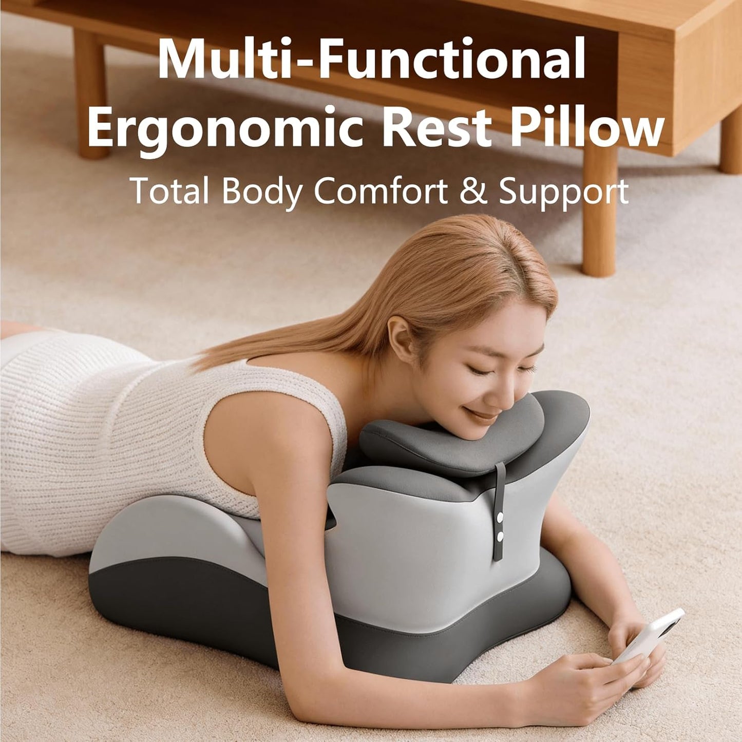 Memory Foam Bed Wedge Pillow for Reading in Bed & Back Support – Ergonomic Wedge Pillow for Sitting Up, Leg Elevation & Comfortable Positioning, Removable Washable Cover