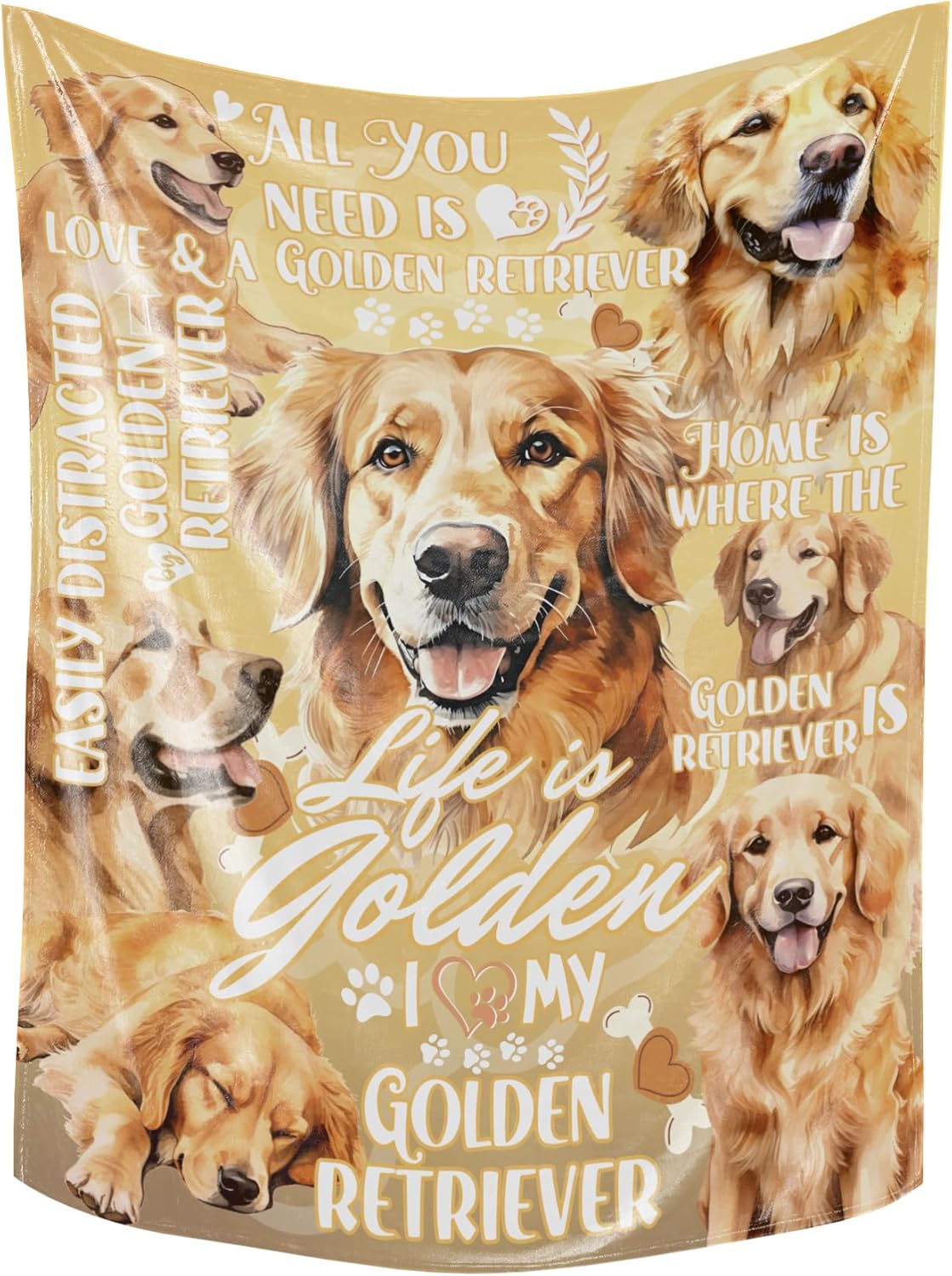 Golden Retriever Blanket Gifts for Dog Lover & Owner, Golden Retriever Gifts for Women & Men, Dog Mom & Dad, Soft Flannel Blanket, 65 x 50 inches