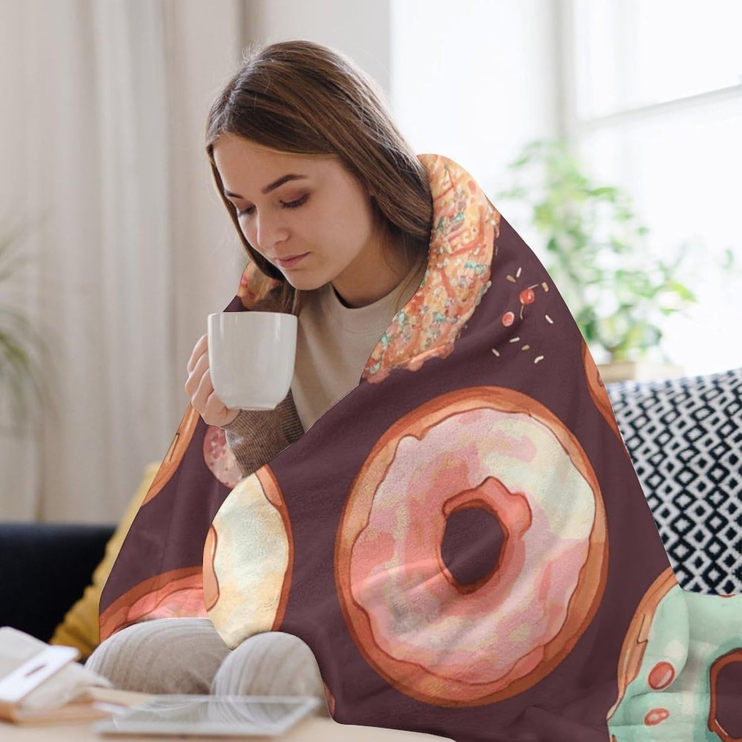 Pretty Donuts Blanket Super Soft Lightweight Throw Blanket Cute Cozy Warm Bed Blanket Decorative Fuzzy Blanket All-Season Home Decor Gift for Sofa Couch Living Room 40"*50" （100 * 130cm）