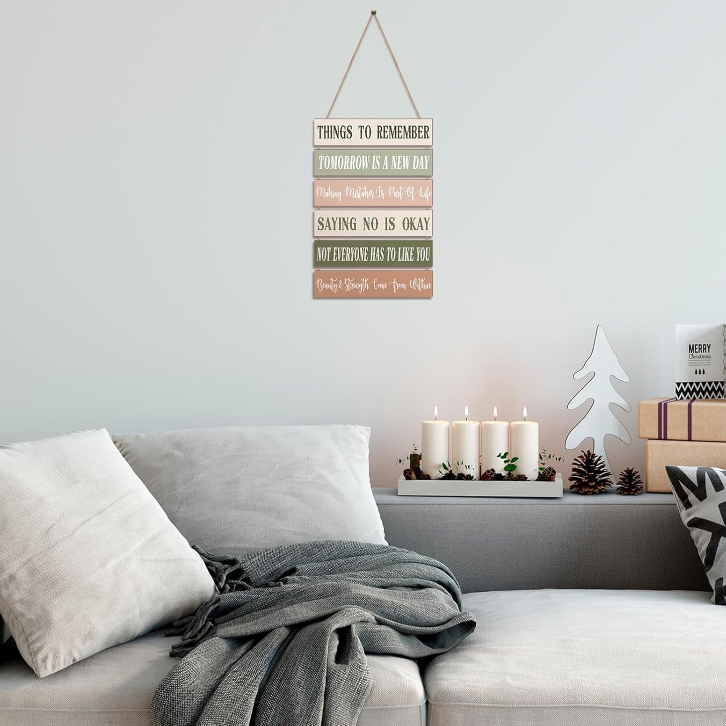 Pinkunn Inspirational Wall Art Positive Quotes Wall Decor Cute Preppy Wooden Room Sign Uplifting Encouragement Gifts for Motivational Art for Home Bedroom (Light Color)
