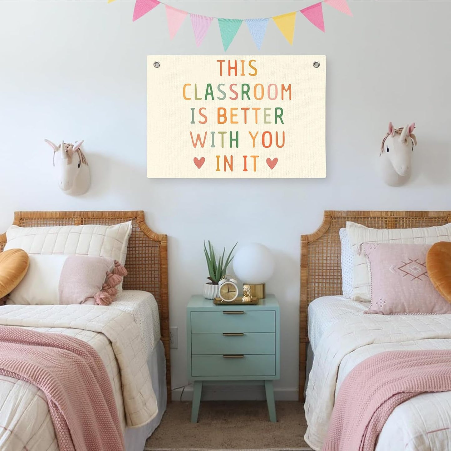 Boho Classroom Decor for Teacher, Welcome Sign Wall Banner, Cute Neutral Classroom Must Haves Wall Hanging Art, Positive Motivational Posters for Teachers, Nursery Playroom Preschool 30x20In