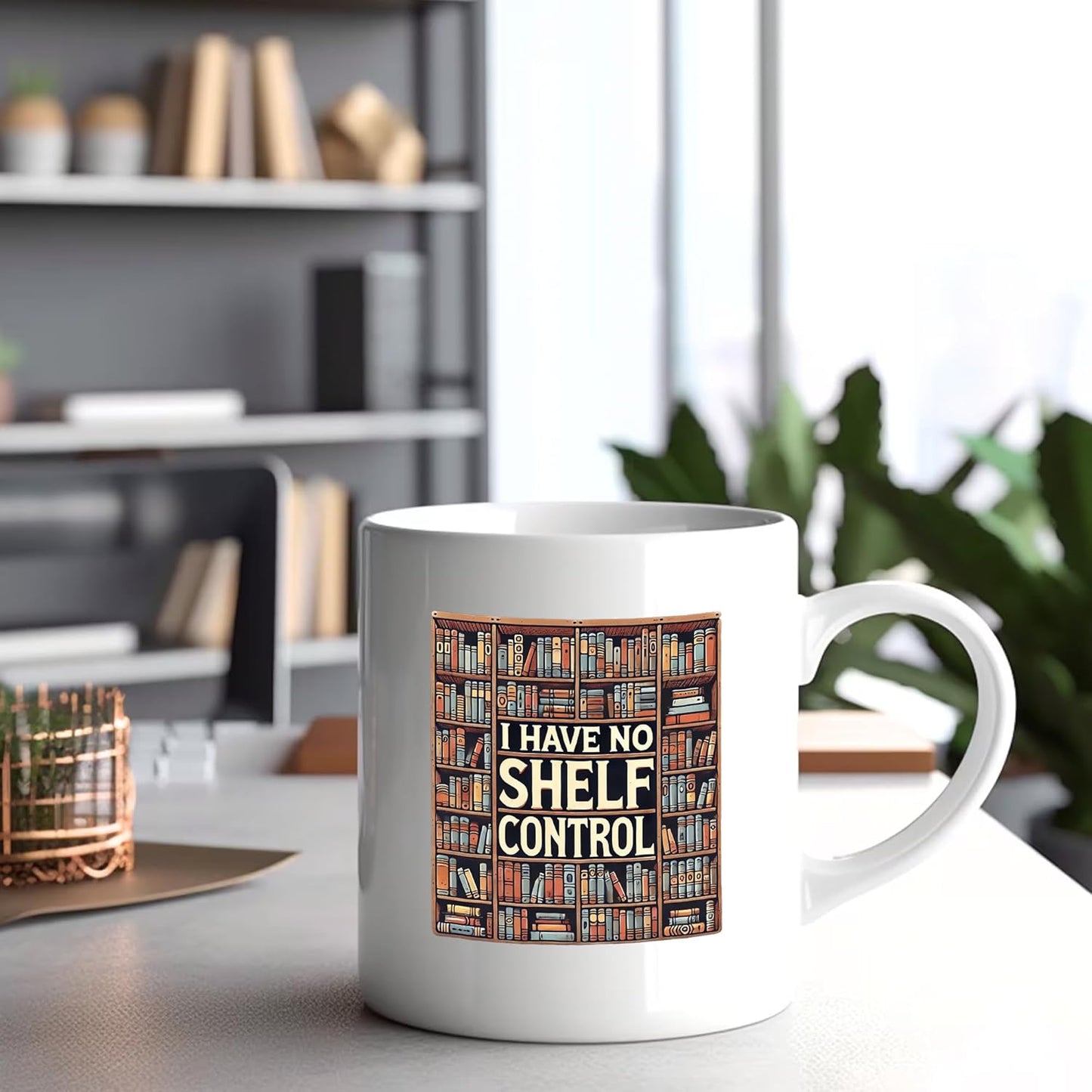 Panvola I Have No Shelf Control Book Lover Gifts Reader Librarian Reading Library Science Student Novelty Drinkware Ceramic Mug 11oz White