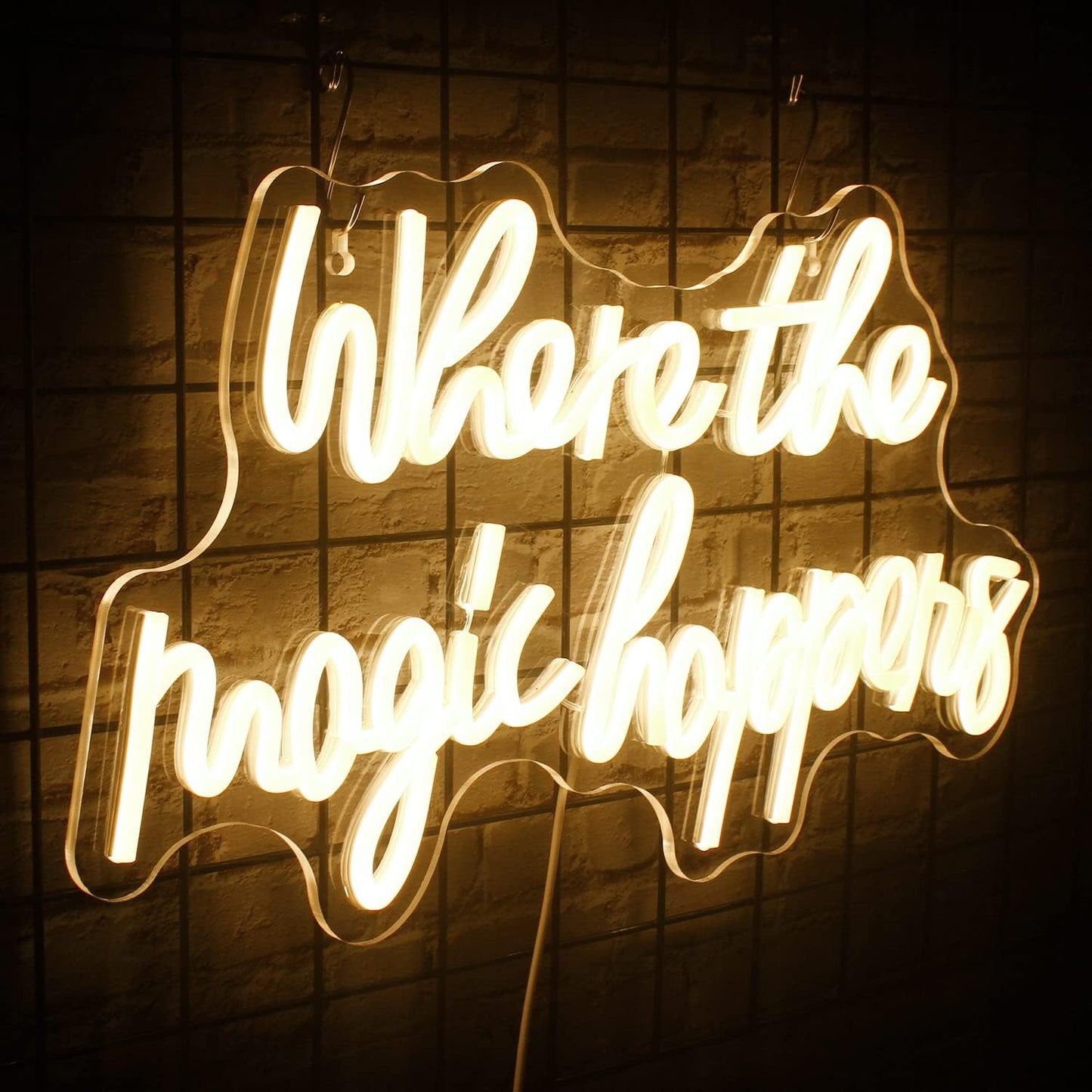 Where The Magic Happens Neon Sign Led Warm White Word Light Up Signs for Wall Decor Usb Powered Letter Neon Light Signs Indoor Light for Bedroom Salon Decor Wedding Birthday Party Bar