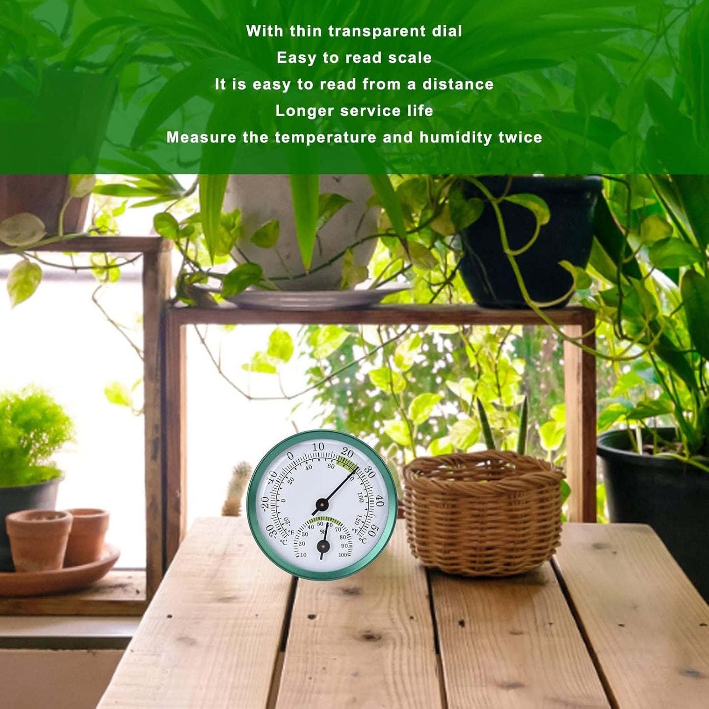 Mini Indoor Thermometer Hygrometer, 2 in 1 Temperature Humidity Monitor Gauge No Battery Required Mini Wall Hanging Thin Temperature Humidity Meter for Home, Room