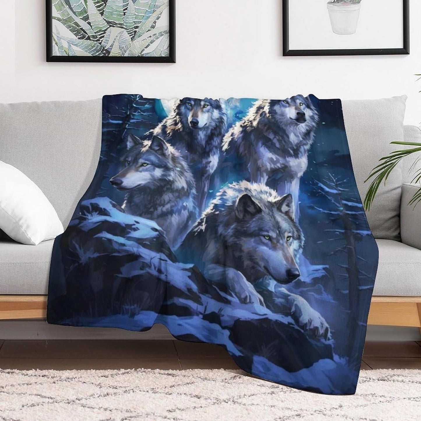 Wolf Throw Blanket - Soft Flannel Wolf Blanket for Teens, Adults, Women, Men - Warm Throw for All Seasons - 70"x50"